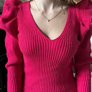 Pink knit sweater top - size small